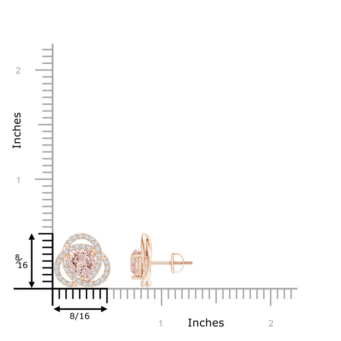 6mm AAA Round Morganite Celtic Knot Stud Earrings with Diamond in Rose Gold product image