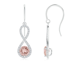 5mm AAAA Floating Morganite Infinity Drop Earrings with Diamond in P950 Platinum