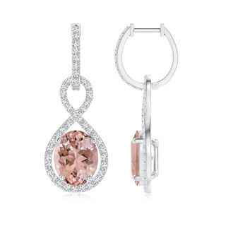 10x8mm AAAA Floating Morganite Infinity Drop Earrings with Diamonds in P950 Platinum