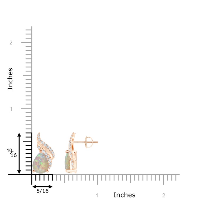 8x6mm AAAA Pear-Shaped Opal and Diamond Flame Earrings in Rose Gold Product Image