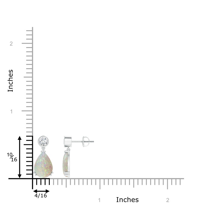 10x7mm AAA Pear Opal Drop Earrings with Bezel Diamond in White Gold product image