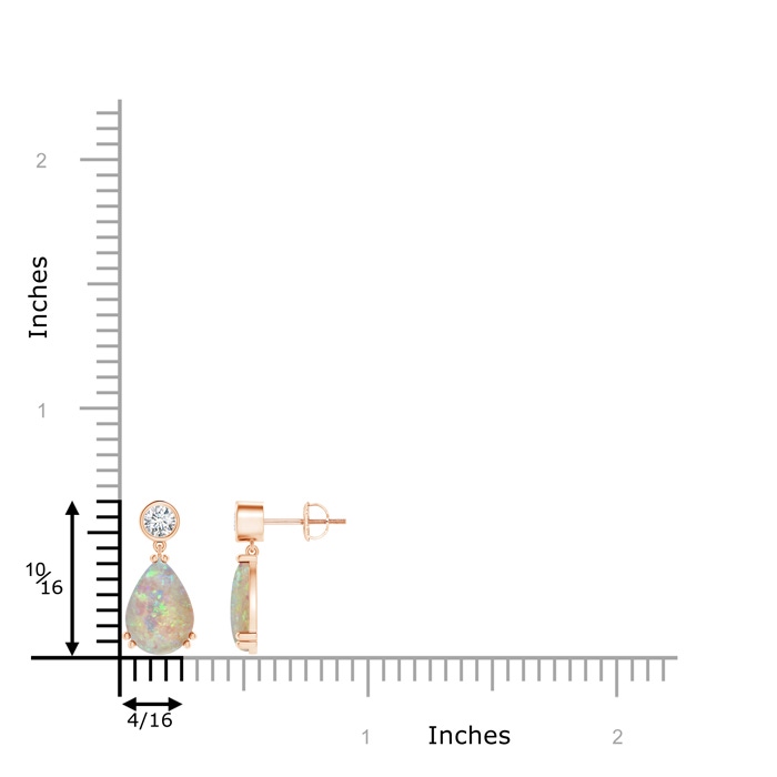10x7mm AAAA Pear Opal Drop Earrings with Bezel Diamond in Rose Gold product image