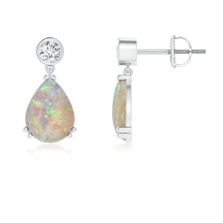 8x6mm AAAA Pear Opal Drop Earrings with Bezel Diamond in P950 Platinum