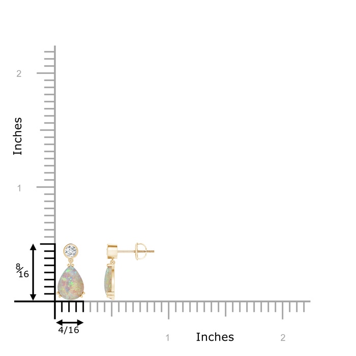 8x6mm AAAA Pear Opal Drop Earrings with Bezel Diamond in Yellow Gold product image