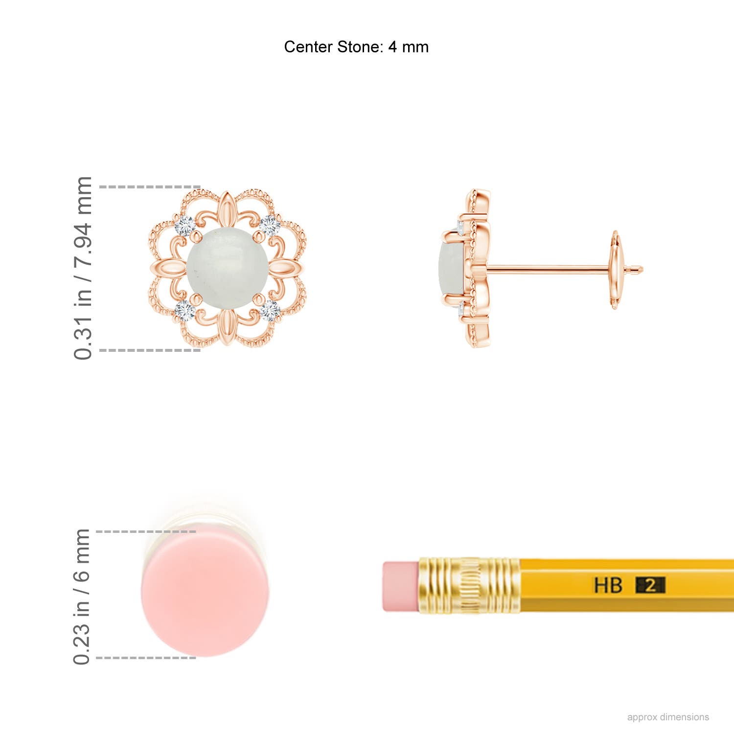 A - Moonstone / 0.52 CT / 14 KT Rose Gold