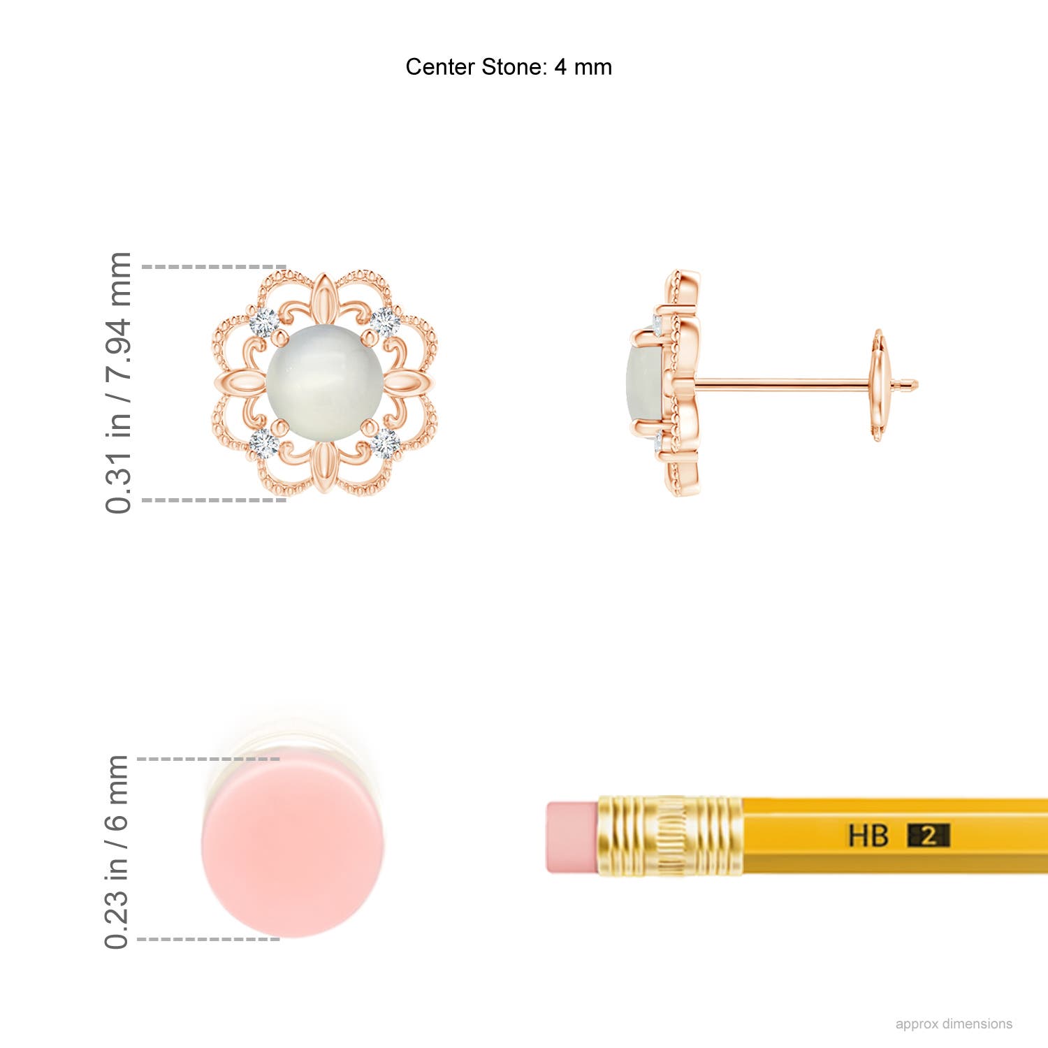 AAA - Moonstone / 0.52 CT / 14 KT Rose Gold