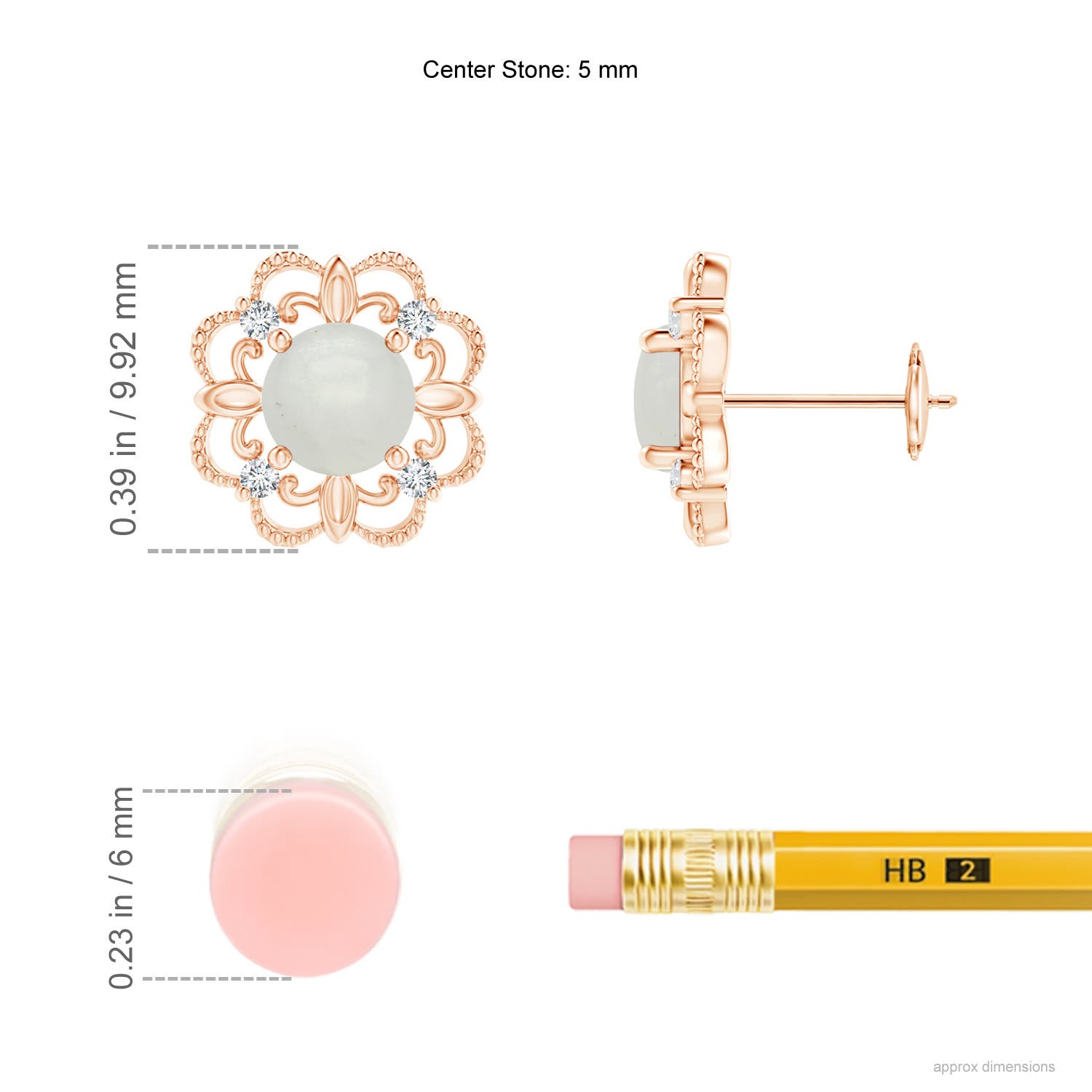 A - Moonstone / 0.98 CT / 14 KT Rose Gold