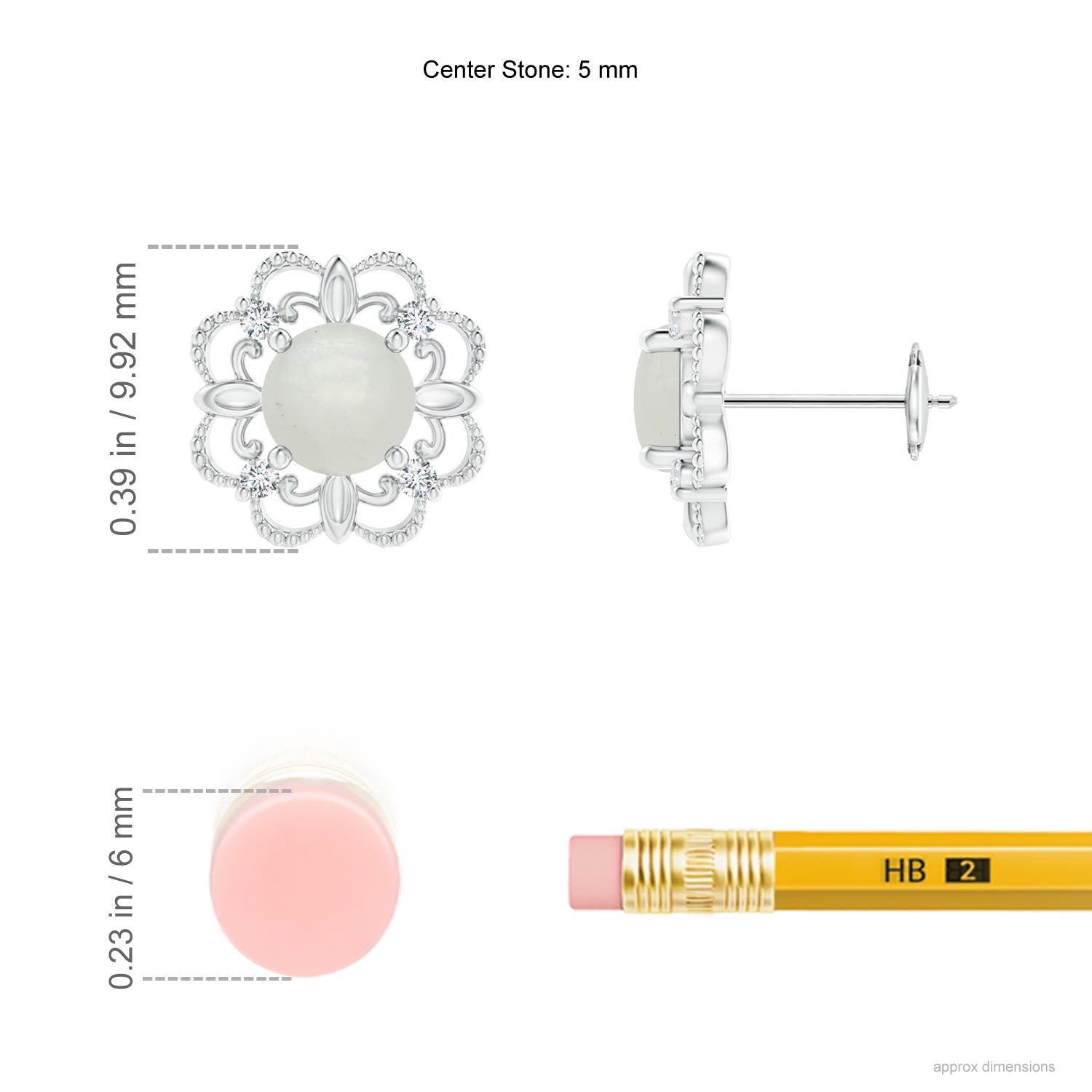 A - Moonstone / 0.98 CT / 14 KT White Gold