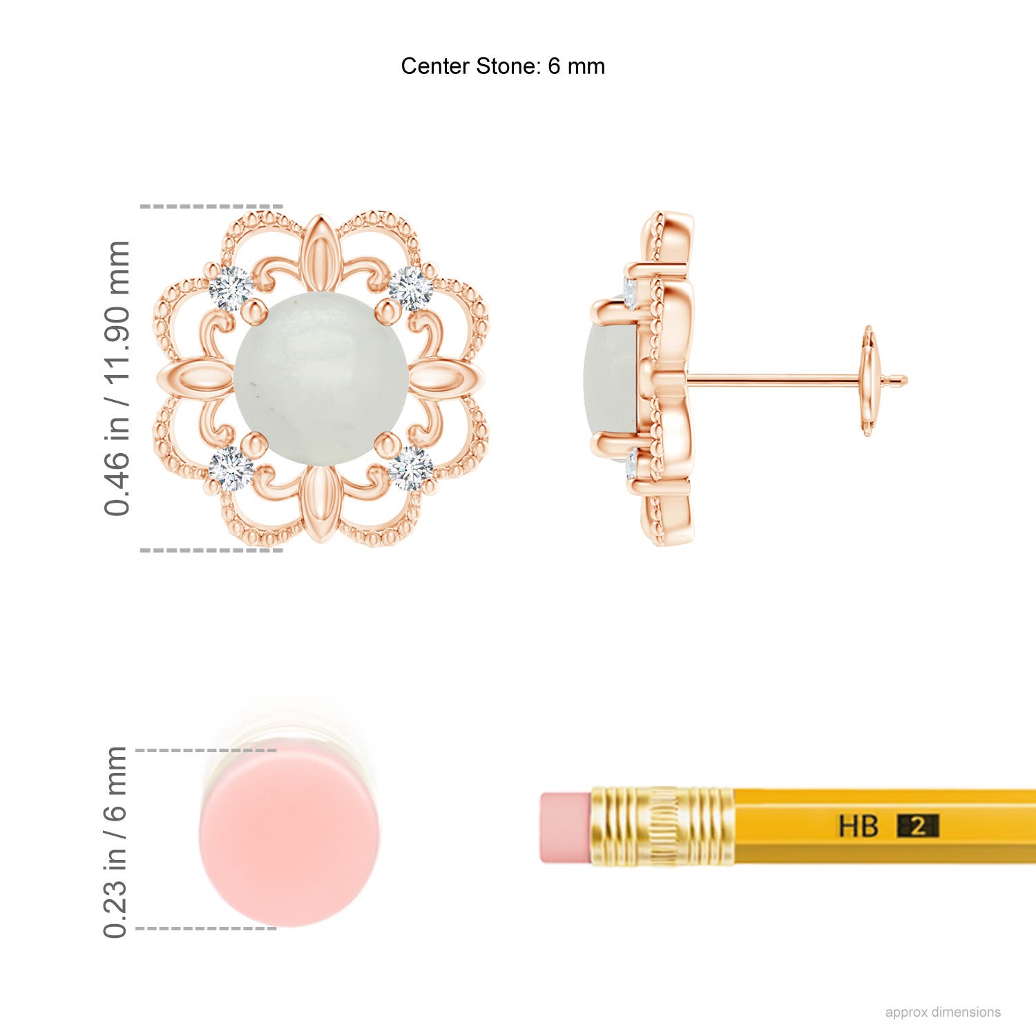 A - Moonstone / 1.74 CT / 14 KT Rose Gold