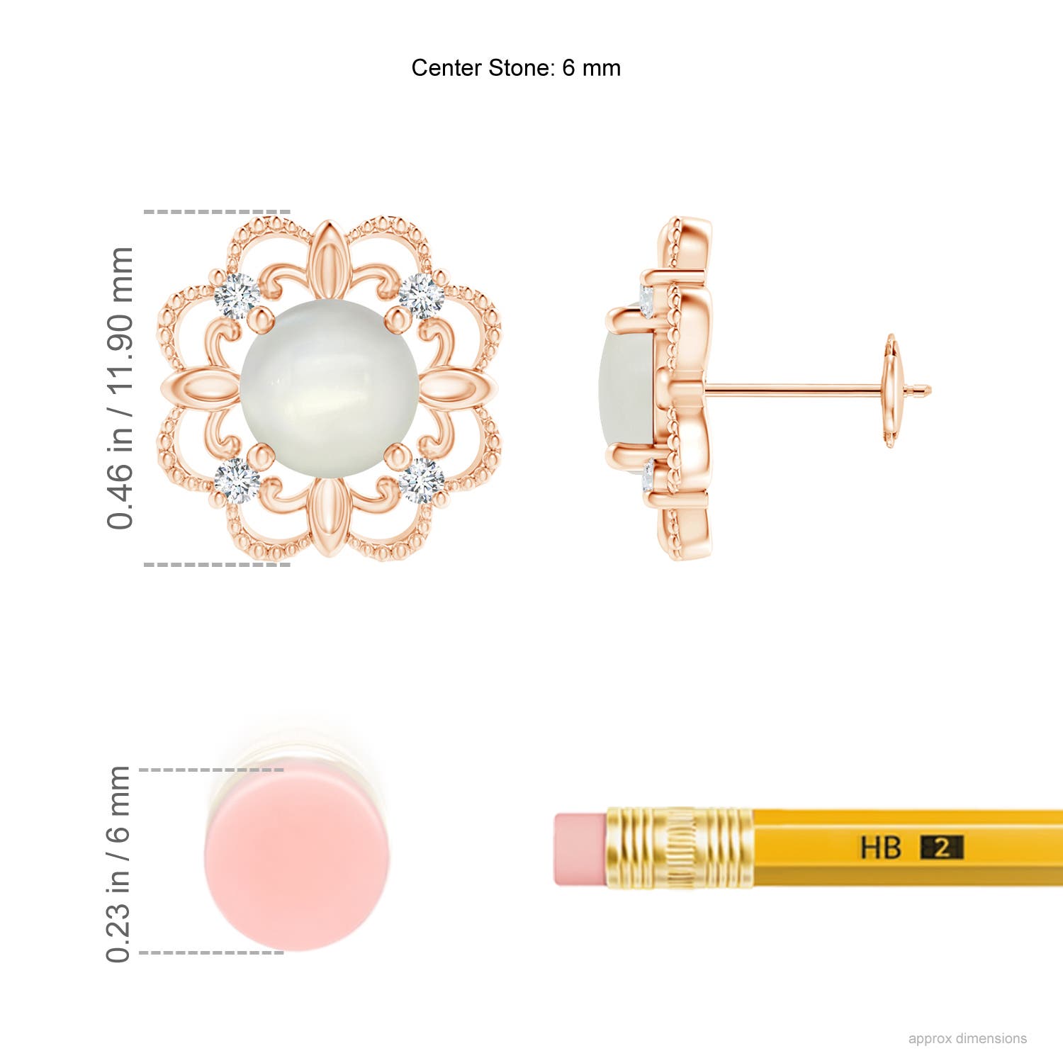 AAAA - Moonstone / 1.74 CT / 14 KT Rose Gold