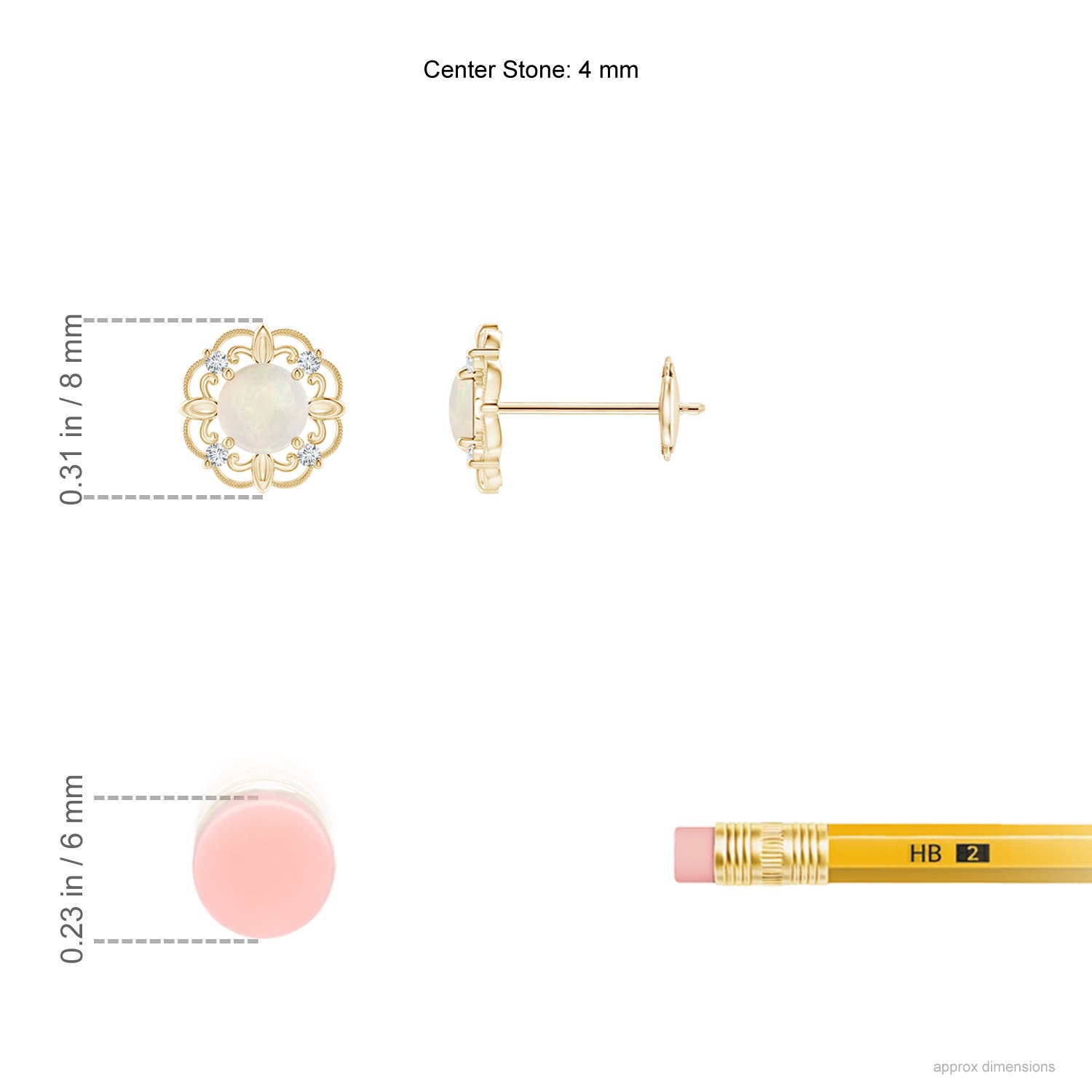 A - Opal / 0.36 CT / 14 KT Yellow Gold