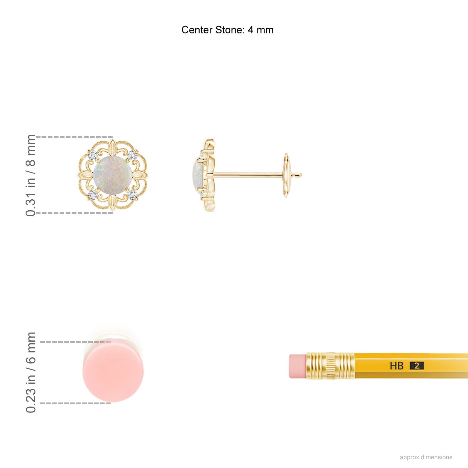 AA - Opal / 0.36 CT / 14 KT Yellow Gold