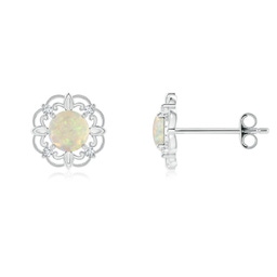 Vintage Inspired Silver Opal Earrings