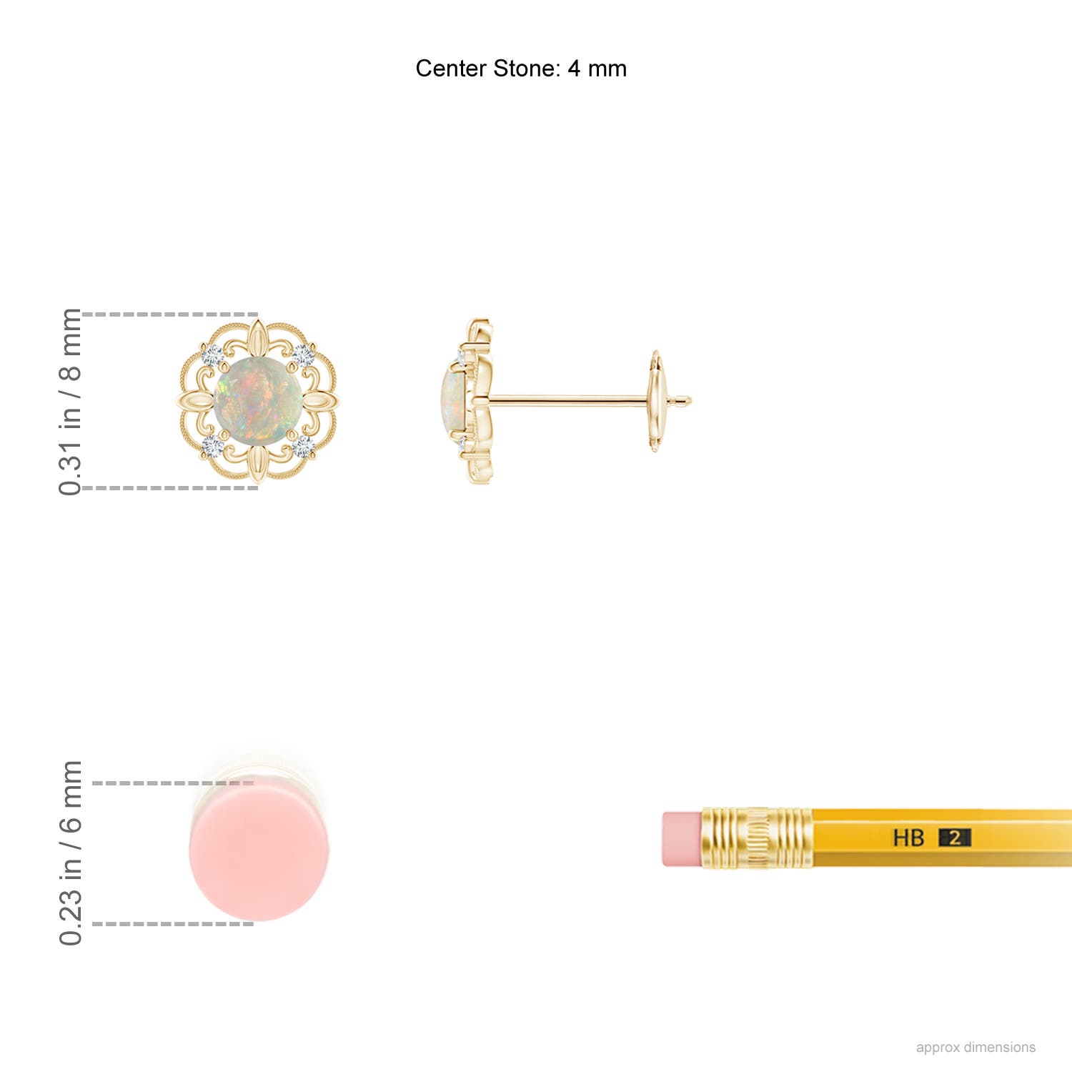 AAAA - Opal / 0.36 CT / 14 KT Yellow Gold