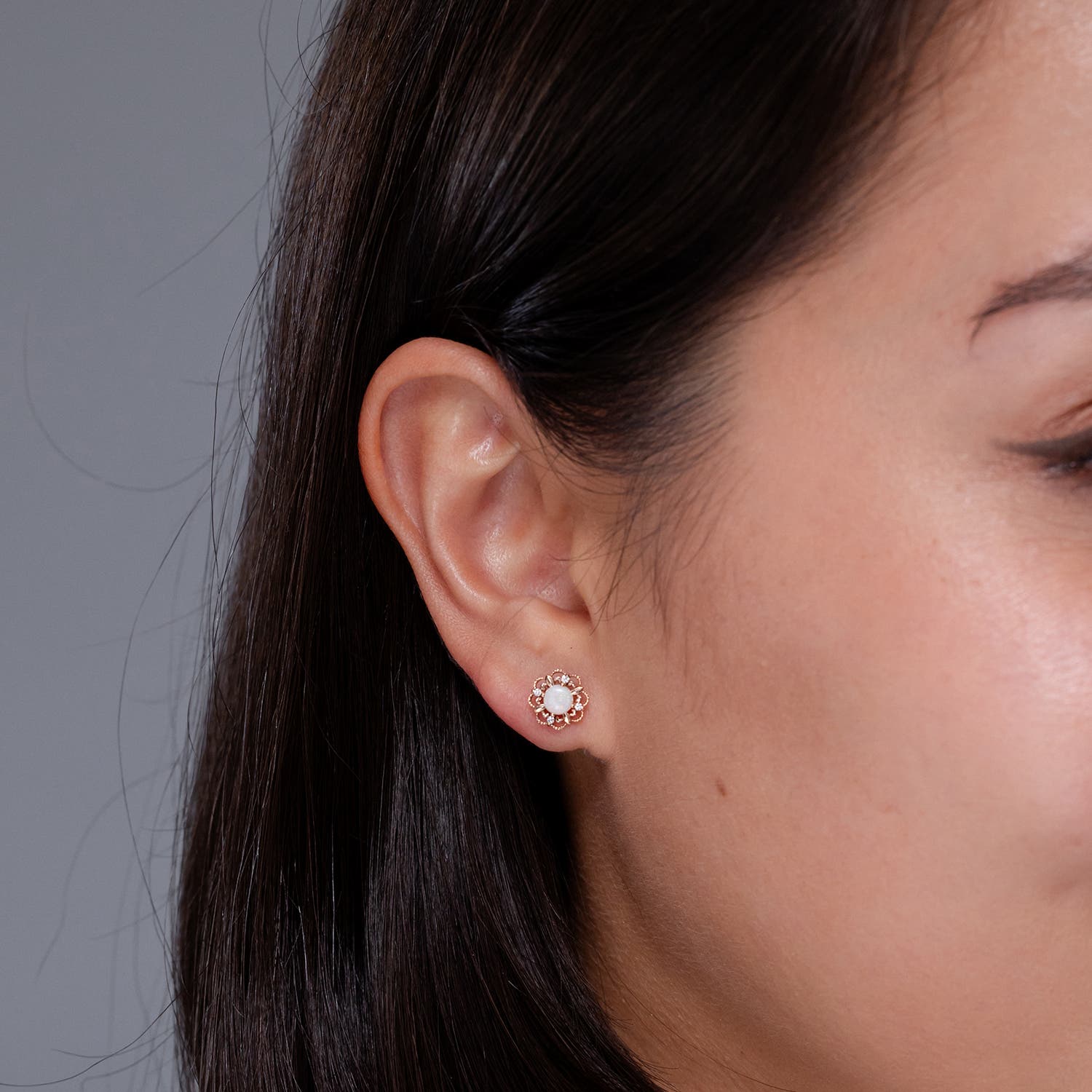 Vintage Style Opal and Diamond Fleur De Lis Earrings