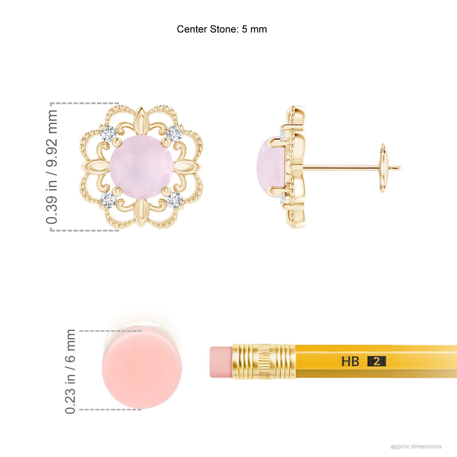 A - Rose Quartz / 0.98 CT / 14 KT Yellow Gold