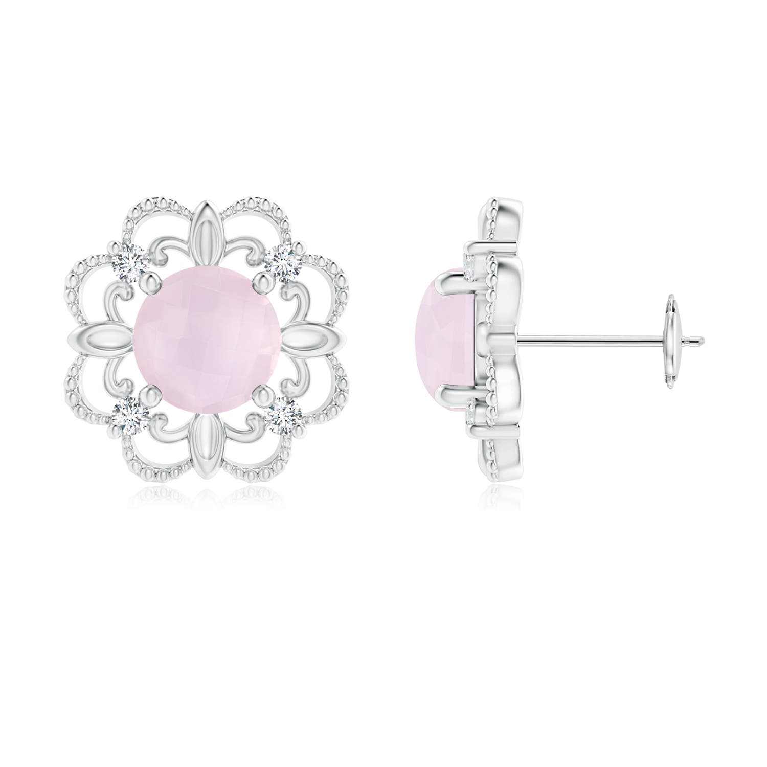 A - Rose Quartz / 1.44 CT / 14 KT White Gold