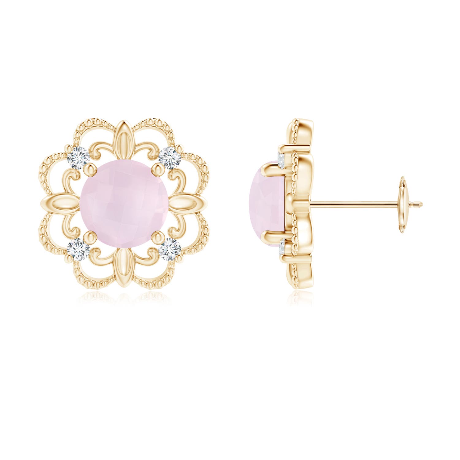 A - Rose Quartz / 1.44 CT / 14 KT Yellow Gold