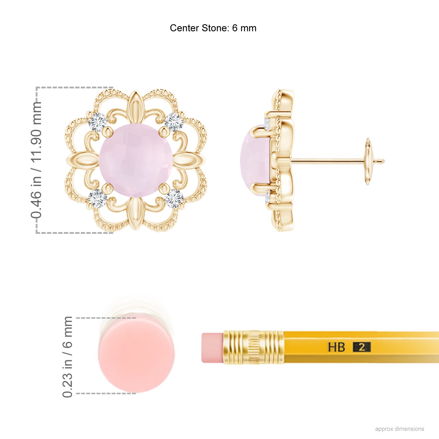 A - Rose Quartz / 1.44 CT / 14 KT Yellow Gold