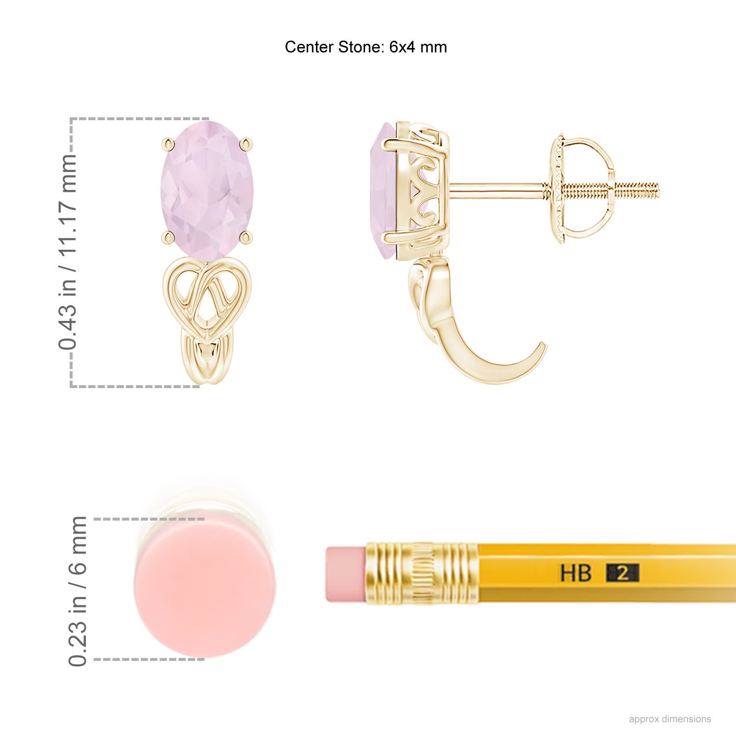 A - Rose Quartz / 0.76 CT / 14 KT Yellow Gold