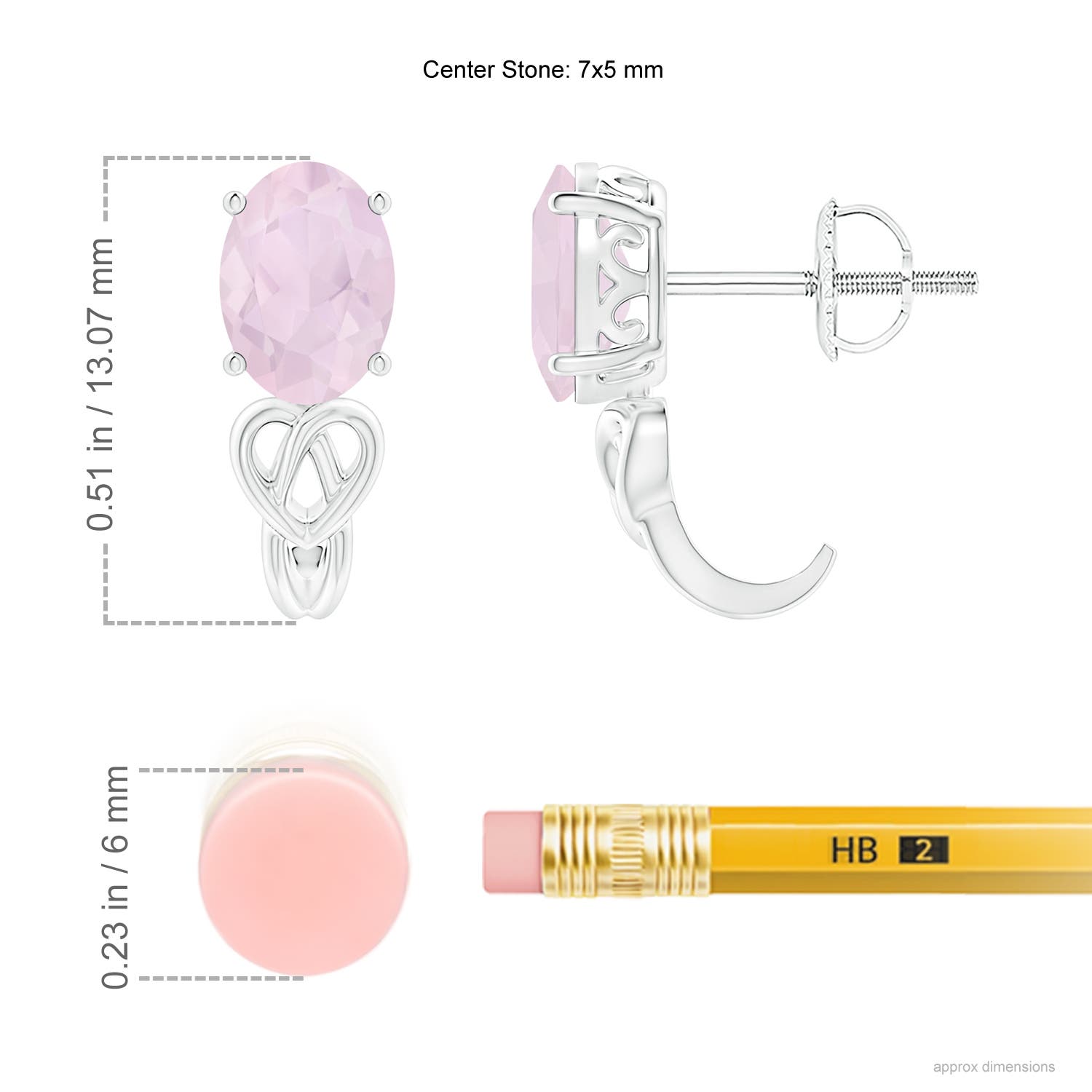 A - Rose Quartz / 1.4 CT / 14 KT White Gold