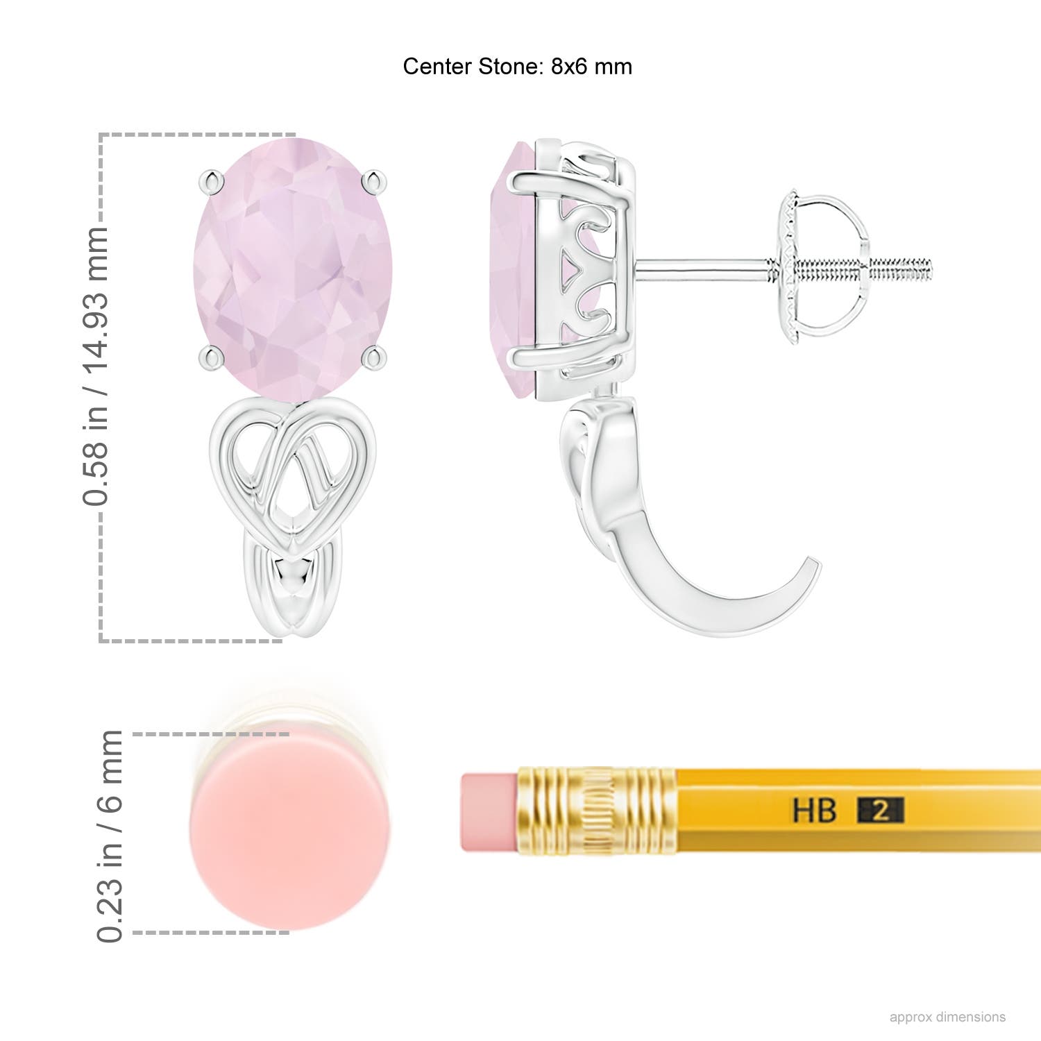 A - Rose Quartz / 2 CT / 14 KT White Gold