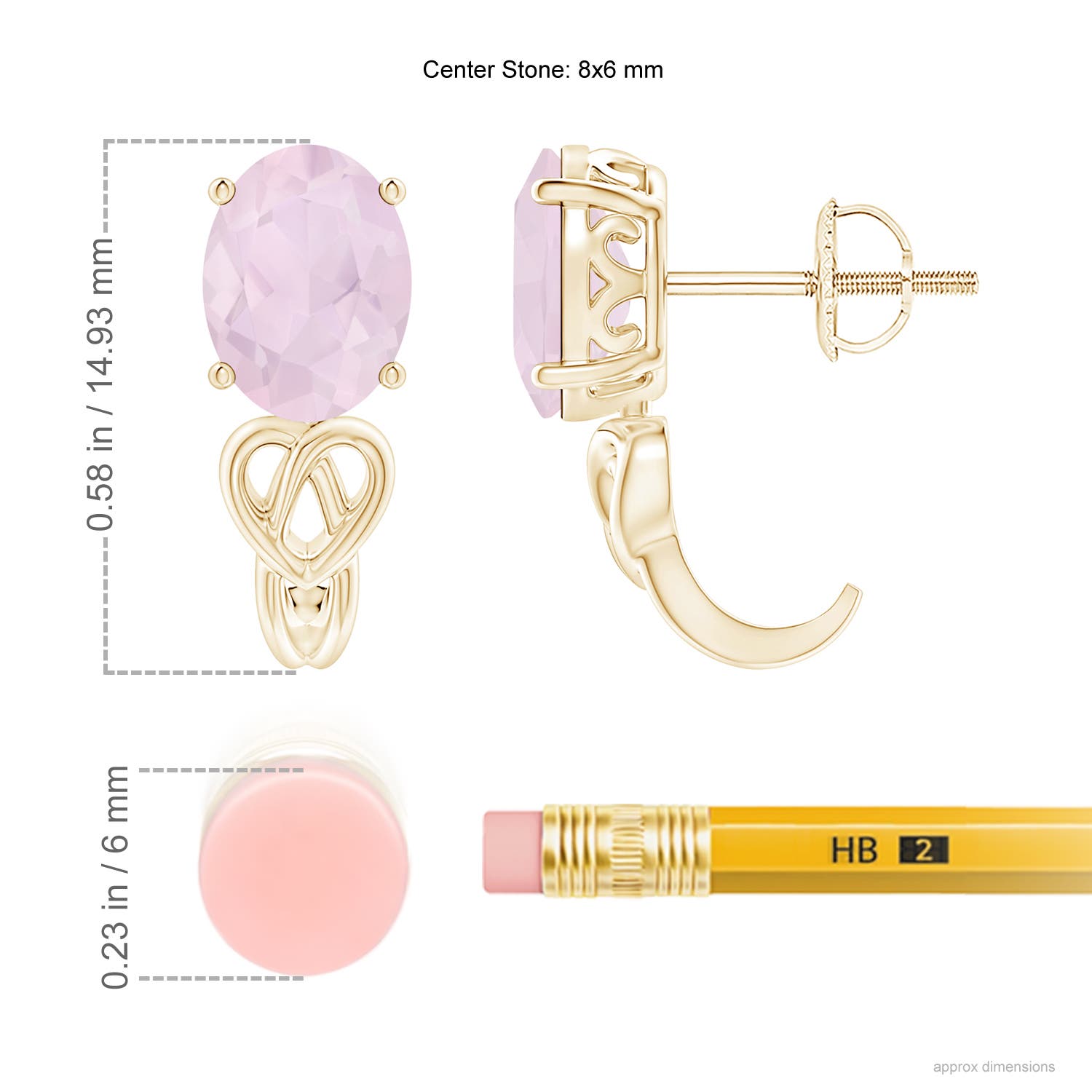 A - Rose Quartz / 2 CT / 14 KT Yellow Gold