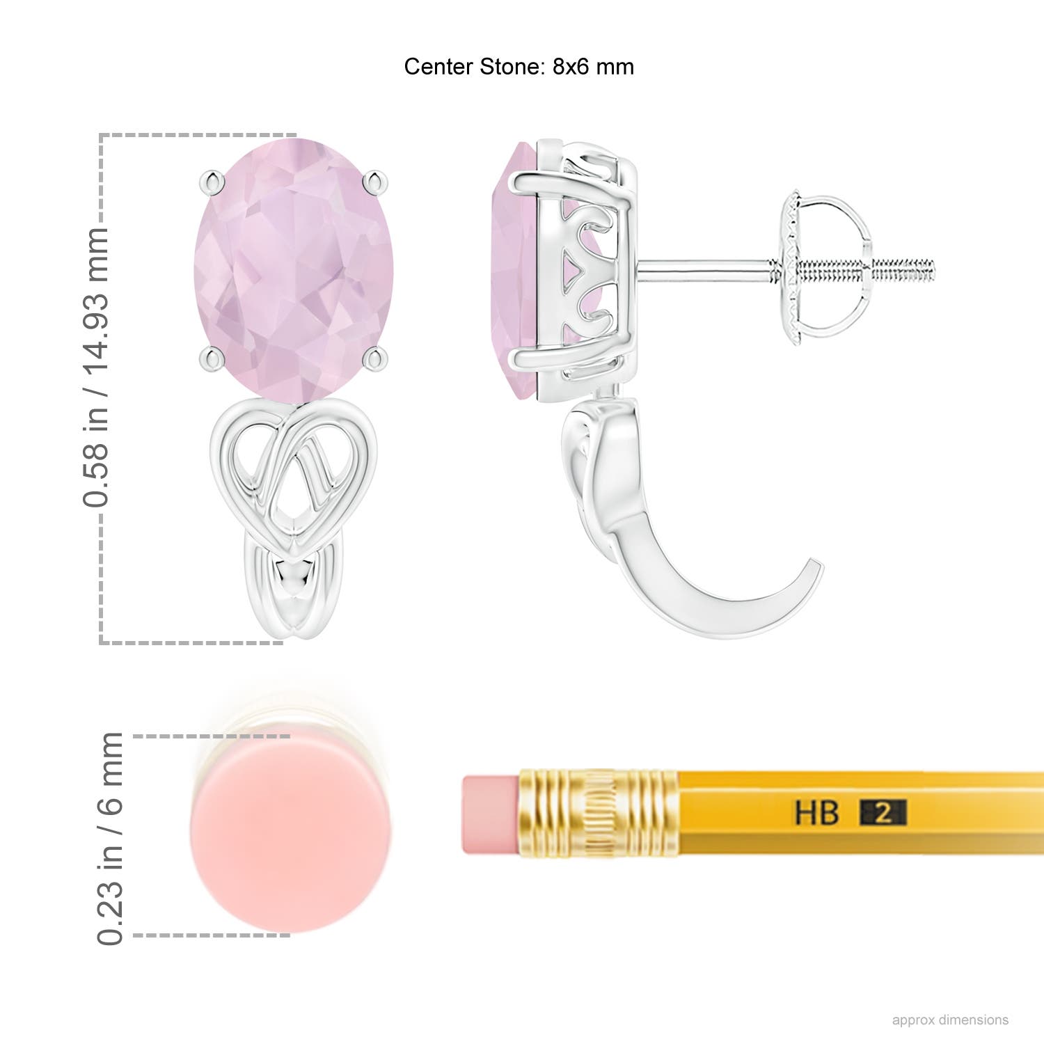 AA - Rose Quartz / 2 CT / 14 KT White Gold