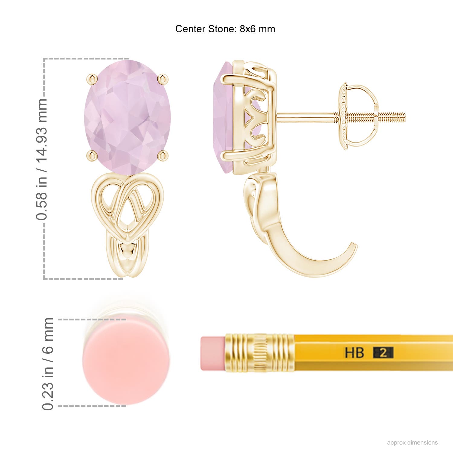 AA - Rose Quartz / 2 CT / 14 KT Yellow Gold