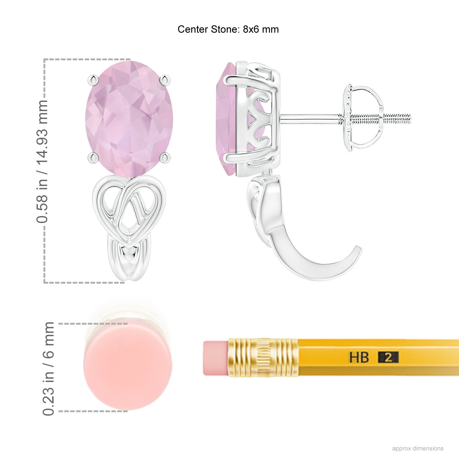 AAA - Rose Quartz / 2 CT / 14 KT White Gold