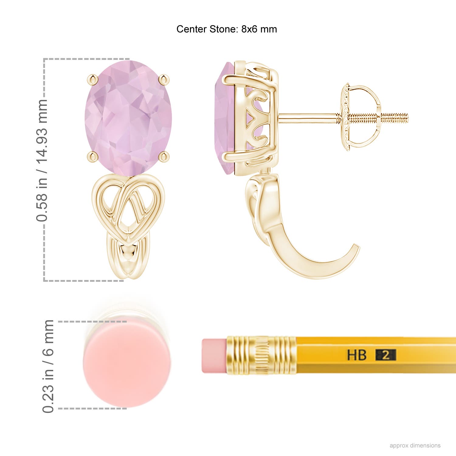 AAA - Rose Quartz / 2 CT / 14 KT Yellow Gold