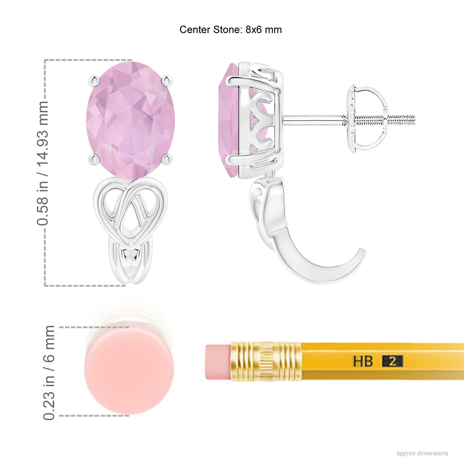 AAAA - Rose Quartz / 2 CT / 14 KT White Gold