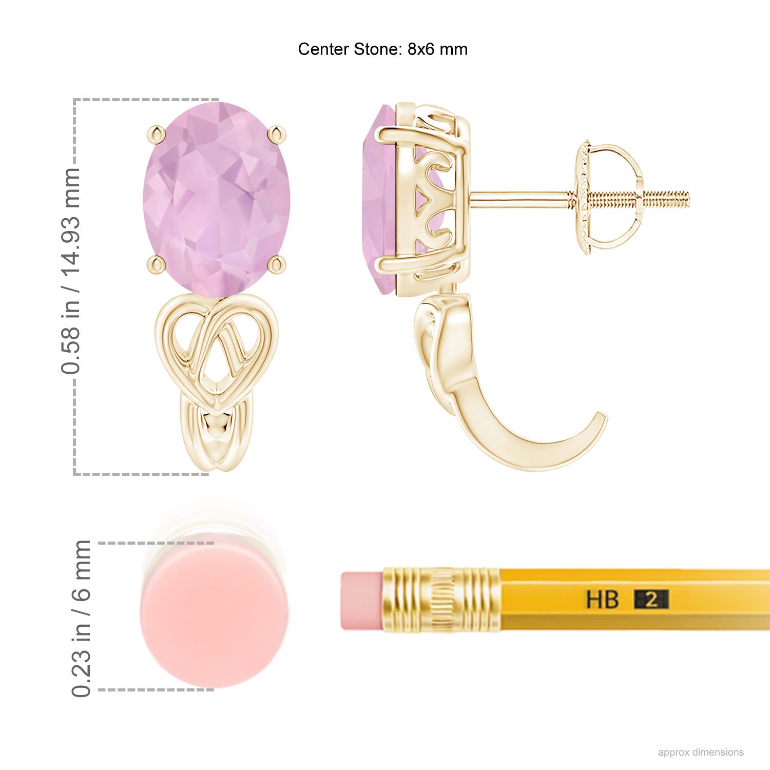 AAAA - Rose Quartz / 2 CT / 14 KT Yellow Gold