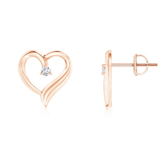 1.9mm GVS2 Prong-Set Round Diamond Open Heart Stud Earrings in 18K Rose Gold