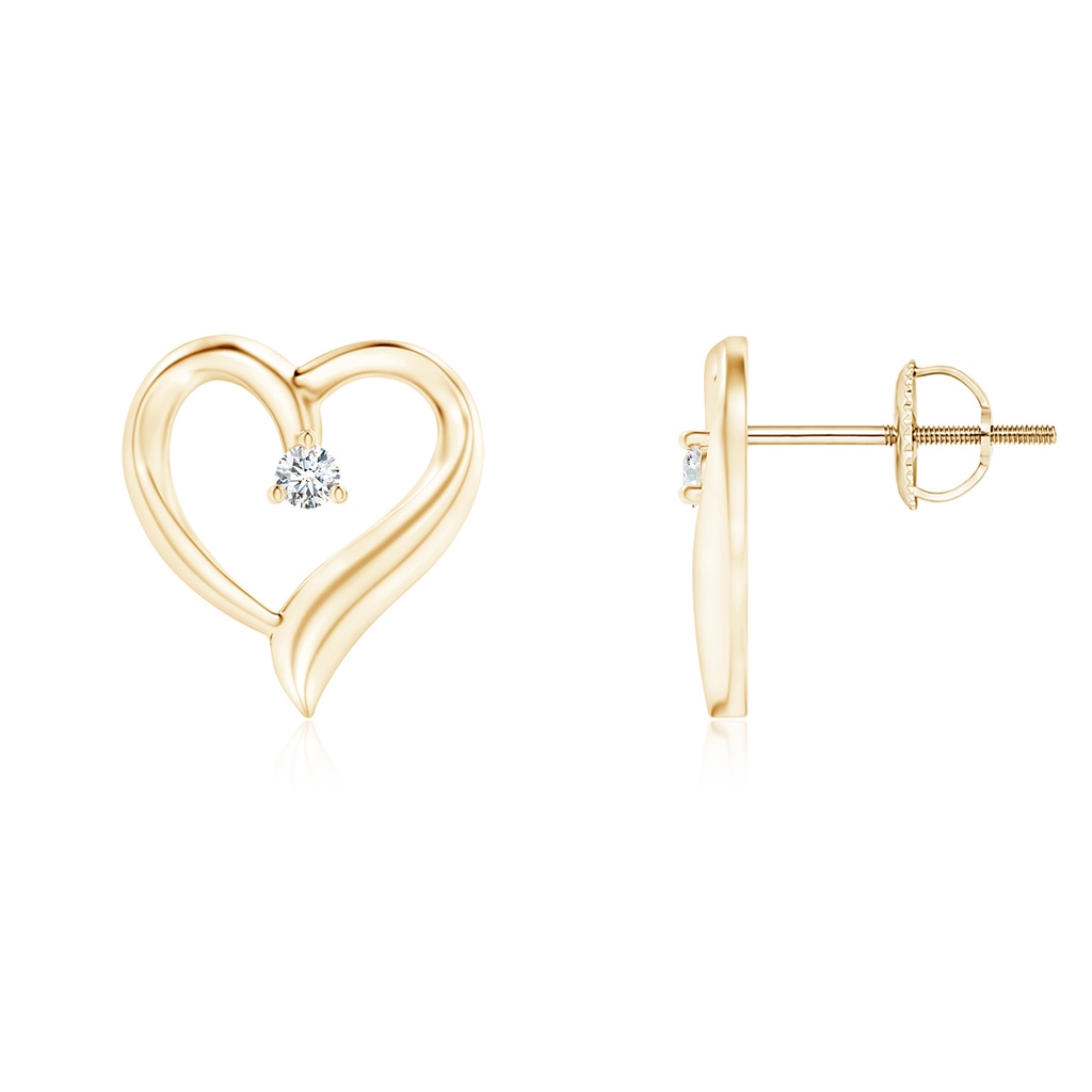 1.9mm GVS2 Prong-Set Round Diamond Open Heart Stud Earrings in Yellow Gold