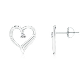 1.9mm HSI2 Prong-Set Round Diamond Open Heart Stud Earrings in White Gold