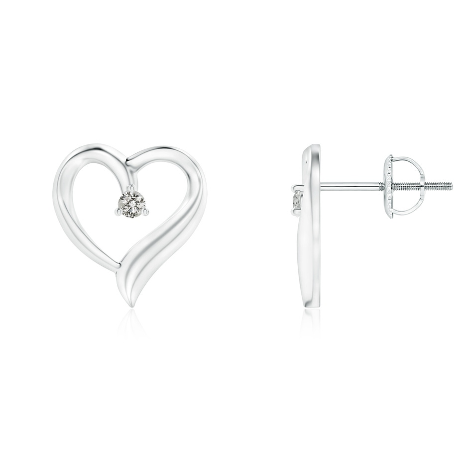 1.9mm KI3 Prong-Set Round Diamond Open Heart Stud Earrings in White Gold 