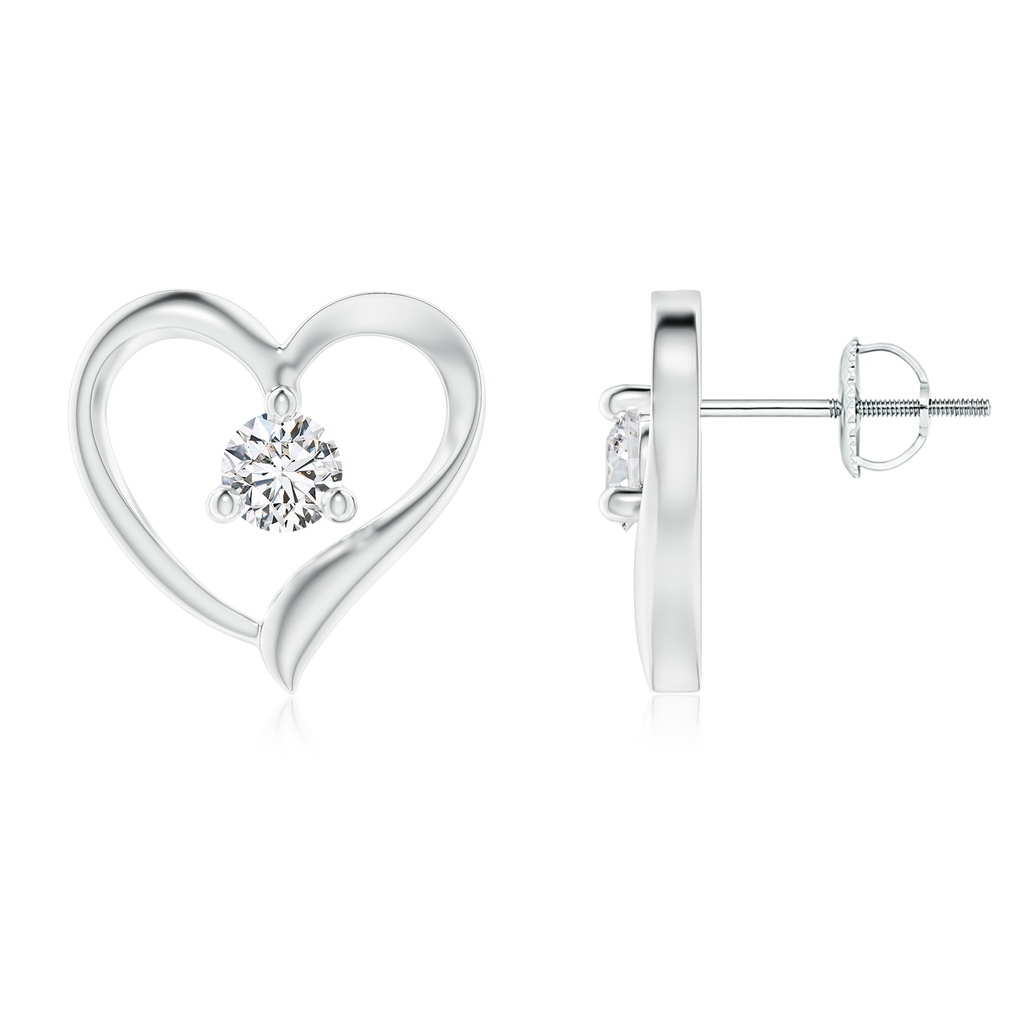 4.1mm HSI2 Prong-Set Round Diamond Open Heart Stud Earrings in 18K White Gold