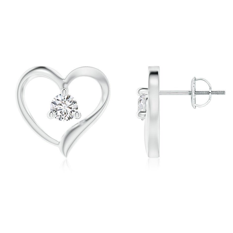 4.1mm HSI2 Prong-Set Round Diamond Open Heart Stud Earrings in 18K White Gold 