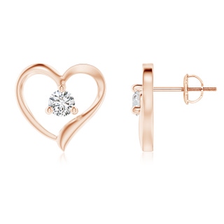 4.1mm HSI2 Prong-Set Round Diamond Open Heart Stud Earrings in Rose Gold