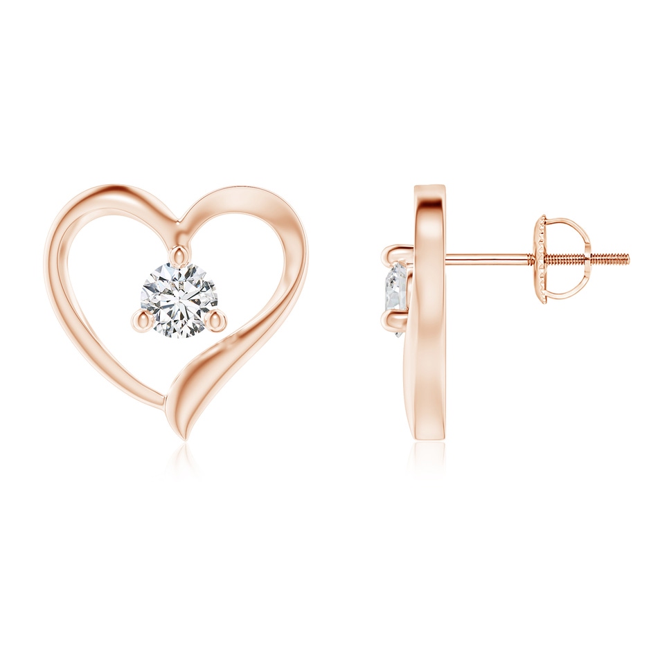 4.1mm HSI2 Prong-Set Round Diamond Open Heart Stud Earrings in Rose Gold 