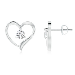 4.1mm HSI2 Prong-Set Round Diamond Open Heart Stud Earrings in White Gold