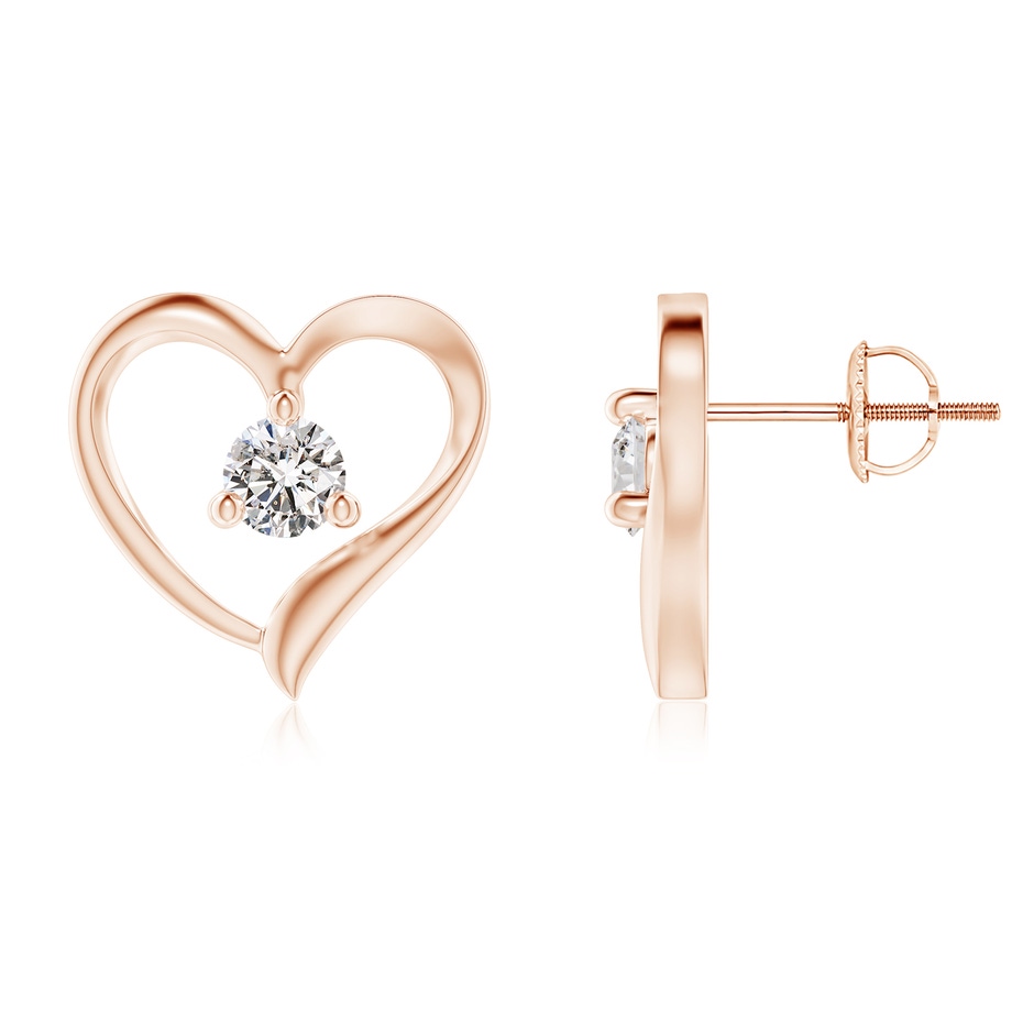 4.1mm IJI1I2 Prong-Set Round Diamond Open Heart Stud Earrings in Rose Gold 