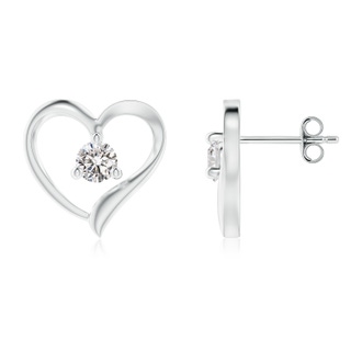 4.1mm IJI1I2 Prong-Set Round Diamond Open Heart Stud Earrings in S999 Silver