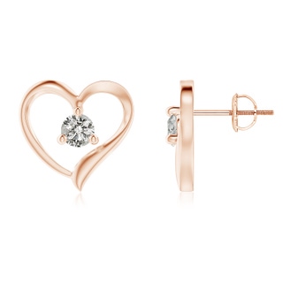 4.1mm KI3 Prong-Set Round Diamond Open Heart Stud Earrings in Rose Gold