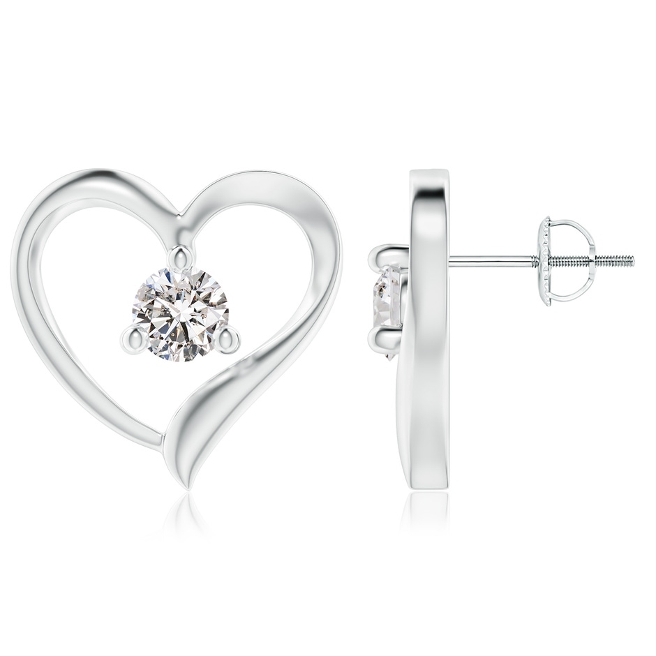 5.1mm IJI1I2 Prong-Set Round Diamond Open Heart Stud Earrings in White Gold 