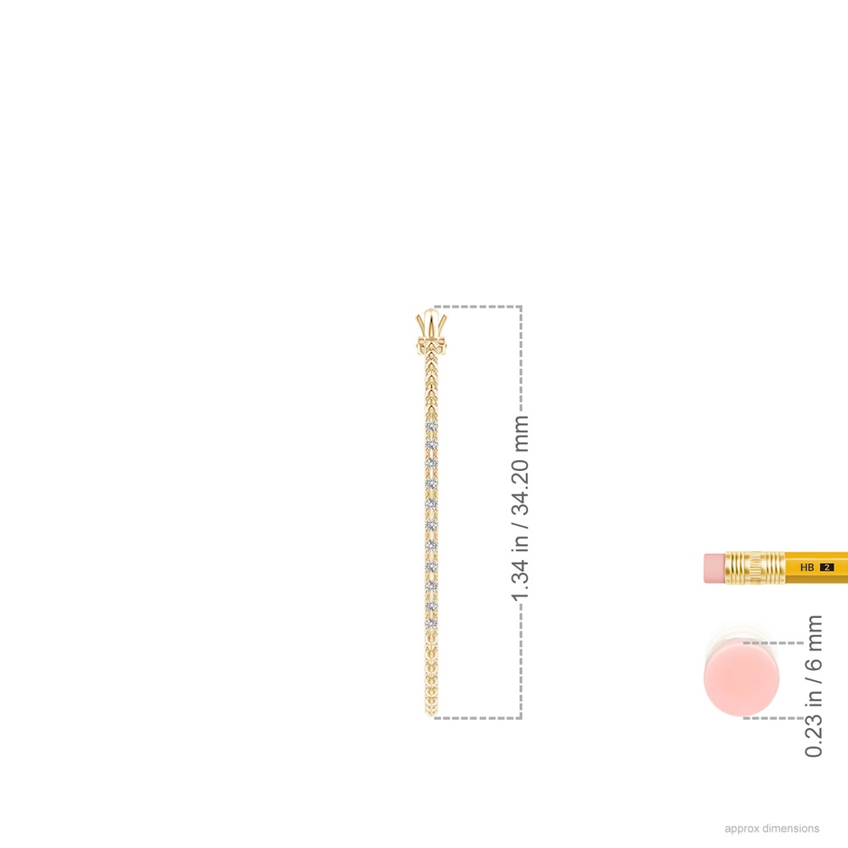 1mm IJI1I2 Classic Round Diamond Hoop Earrings in Yellow Gold ruler