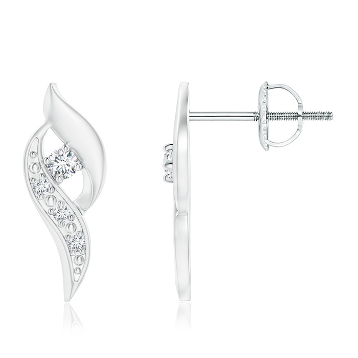 1.8mm GVS2 Diamond Shell Stud Earrings in 9K White Gold 