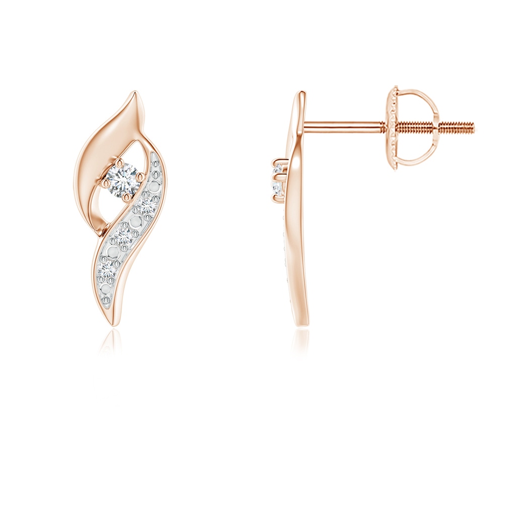 1.8mm GVS2 Diamond Shell Stud Earrings in Rose Gold