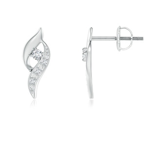 1.8mm GVS2 Diamond Shell Stud Earrings in White Gold